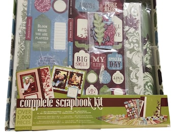 Complete Scrapbook Kit Over 1000 Pieces Green Floral Box Kit # 57979 Colorbok
