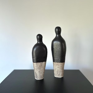 Modern Abstract Ceramic Figurines: Handmade Stoneware Sculpture