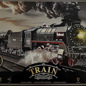 Electric Christmas Train Set, Classic Train Decor, Metal Steam Locomotive with Lights, Sound &Track, Rechargeable Toy for Boys and Girls...