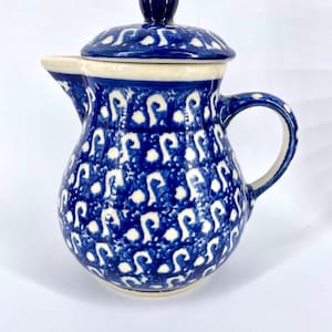 Polish Pottery Teapot Coffee Tea Pot w/Lid Pitcher Hand Made Poland Boleslawiec
