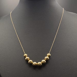 14K Gold Bead Necklace - Dainty Solid Gold Chain, Minimalist Jewelry for Everyday Elegance