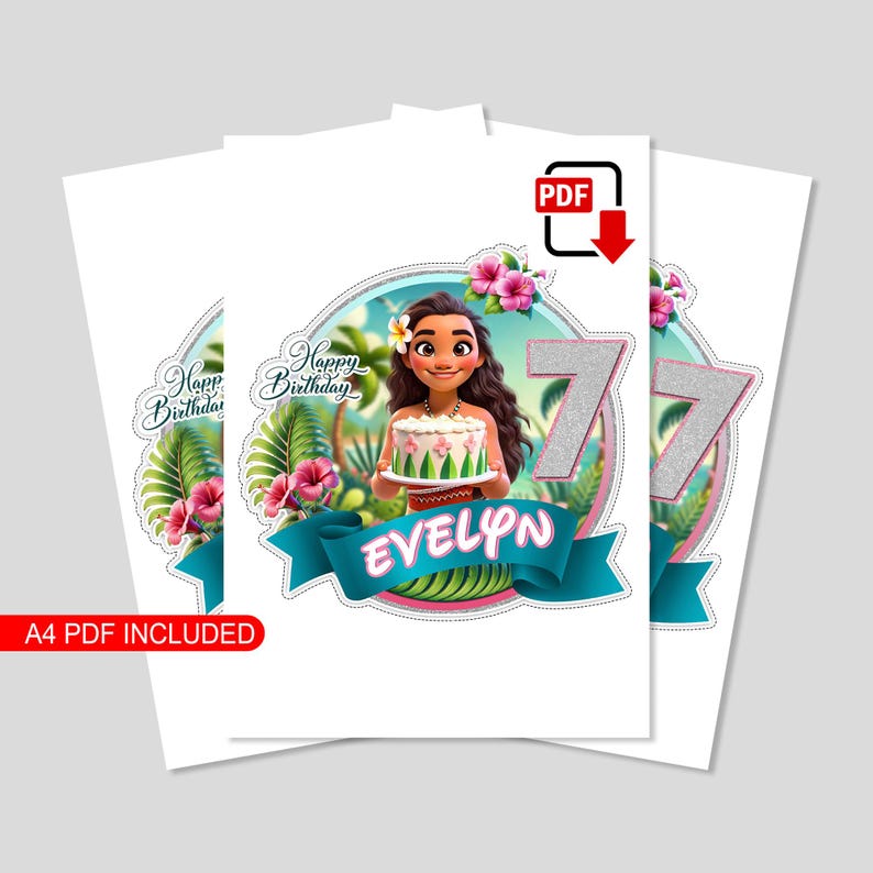 Personalized Moana Cake Topper, Cake Decoration, Moana Printable Cake ...
