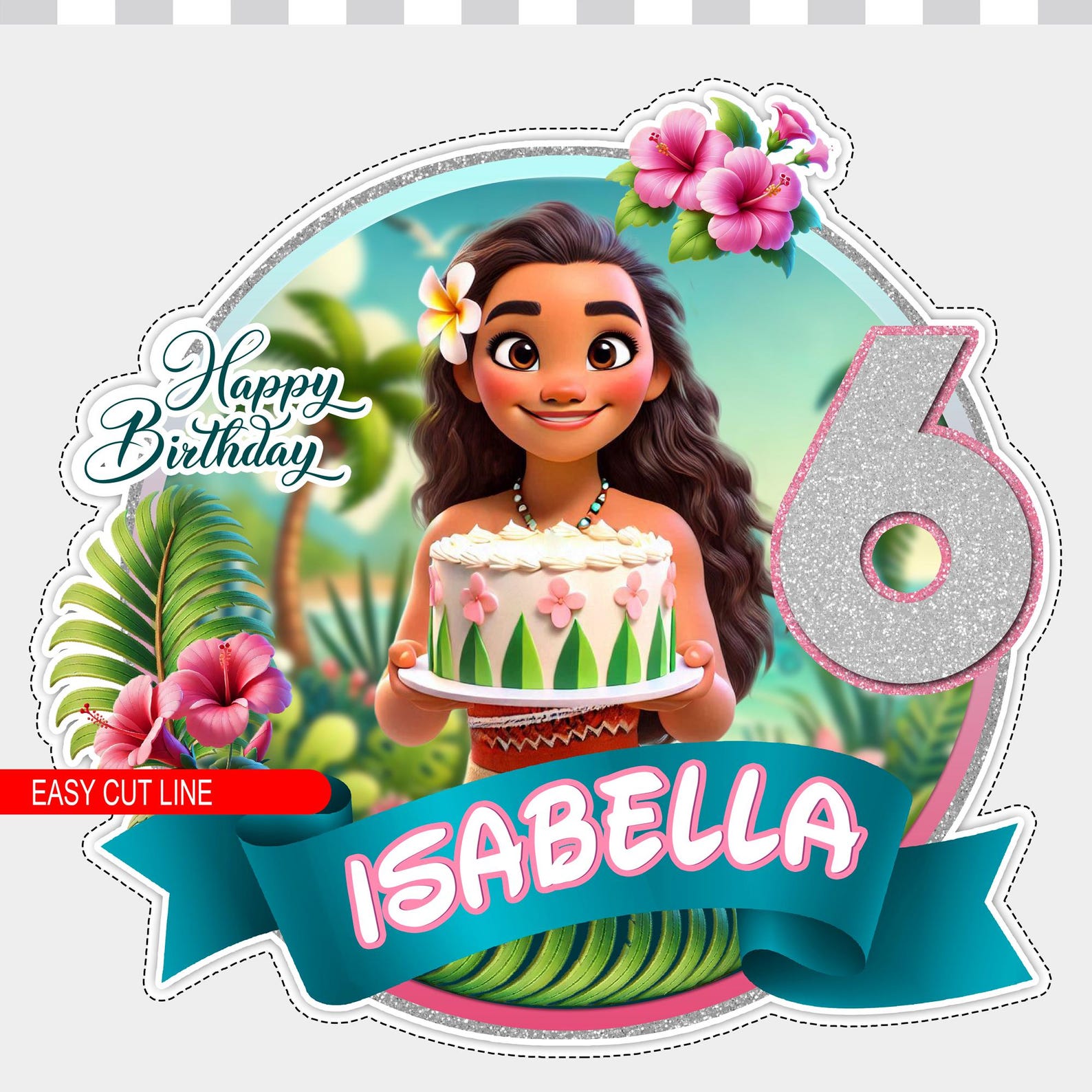 Personalized Moana Cake Topper, Cake Decoration, Moana Printable Cake ...
