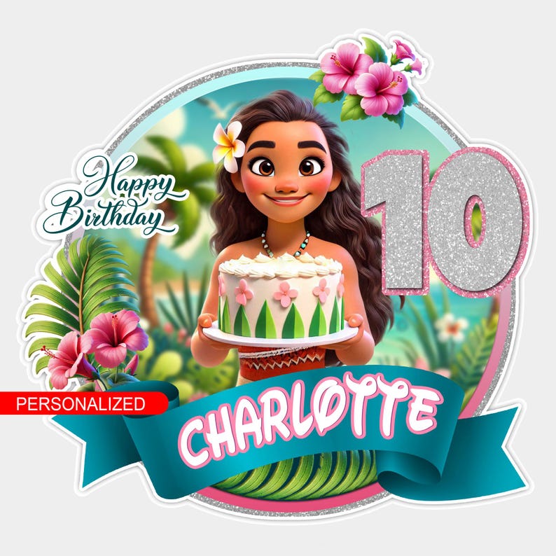 Personalized Moana Cake Topper, Cake Decoration, Moana Printable Cake ...