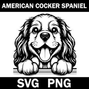 American Cocker Spaniel Peeking Dog Svg, Png, Instant Download
