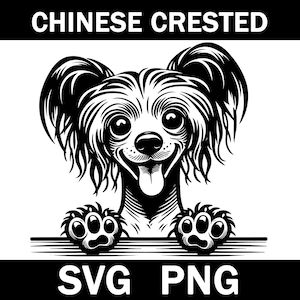 Chinese Crested Peeking Dog Svg, Png, Instant Download