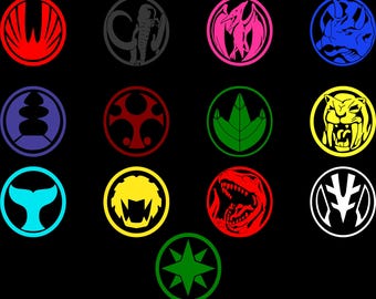 Power Coins, Red Ranger, Blue Ranger, Green Ranger, White Ranger Pink Ranger, Yellow Ranger, Black Ranger, SVG, PNG, Vector