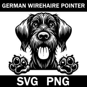 German Wirehaired Pointer Peeking Dog Svg, Png, Instant Download