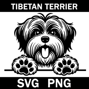 Tibetan Terrier Peeking Dog Svg, Png, Instant Download