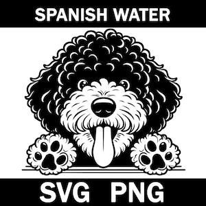 Spanish Water Peeking Dog Svg, Png, Instant Download