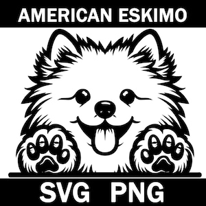 American Eskimo Peeking Dog Svg, Png, Instant Download