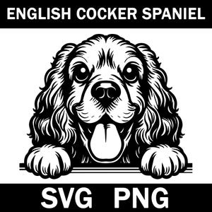 English Cocker Spaniel Peeking Dog Svg, Png, Instant Download