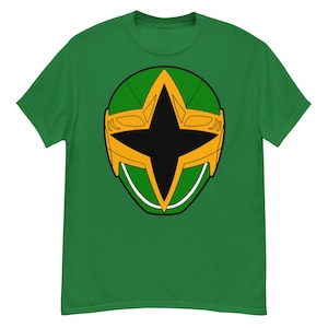 Power Rangers Ninja Storm Green Samurai Ranger Helmet T-Shirt