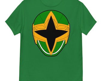 Power Rangers Ninja Storm Green Samurai Ranger Helmet T-Shirt