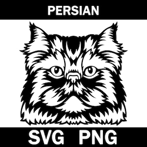 Perzische glurende kat Svg, Png, Vector, Cricut, Clipart, Instant Download