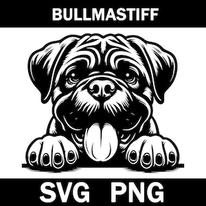 Bullmastiff Peeking Dog Svg, Png, Instant Download