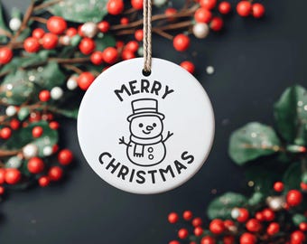 Adorno navideño de muñeco de nieve SVG, impresión de decoración navideña (descarga digital)
