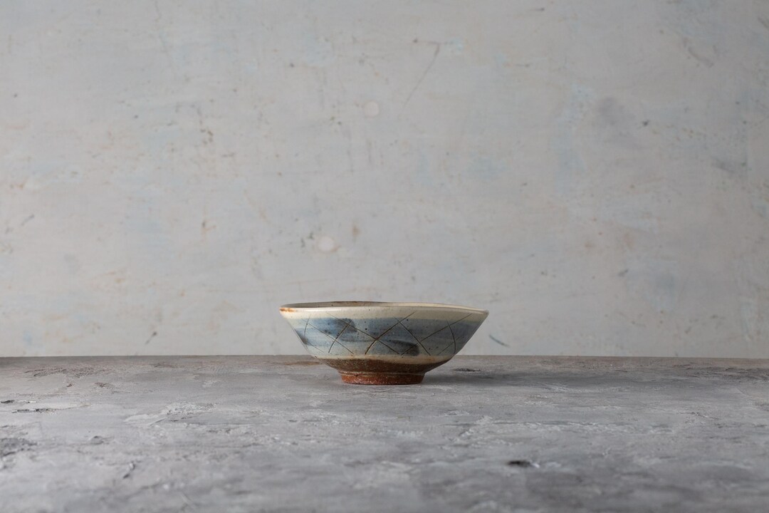 Hagi Ware Flat Tea Bowl With Higaki Pattern Ceramic Chawan Japan Showa ...