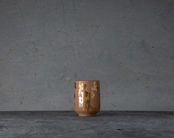 Kyo Ware Guldplommon Yunomi Tekopp Zuiungama Kiln Kyoto Vintage