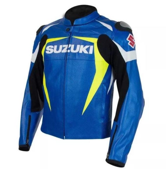 Men's Suzuki Racing Motogp Jacket Blue Sports Biker Gear Jacket