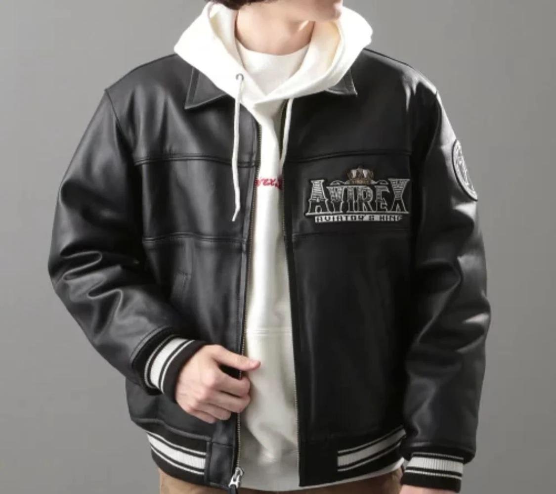 AVIREX USAエディション ブラックレザーボンバージャケット - Etsy 日本