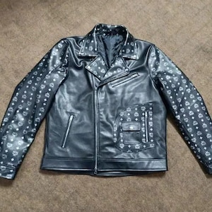 MCM Black Leather Jacket Mens Mcm Motorcycle Leather Jacket MCM Asymmetrical Zipper Jacket Mens mcm Bomber Jacket MCM Casual Leather Jacket