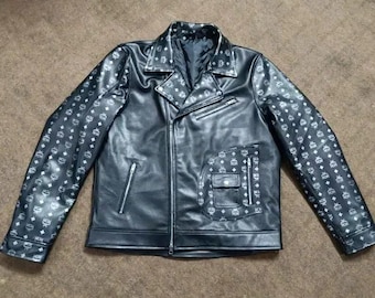 MCM Black Leather Jacket Mens Mcm Motorcycle Leather Jacket MCM Asymmetrical Zipper Jacket Mens mcm Bomber Jacket MCM Casual Leather Jacket