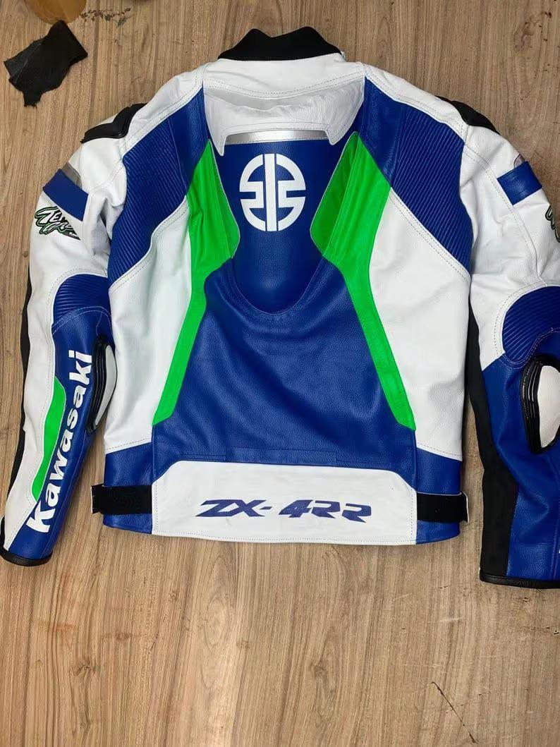 カワサキ Ninja ZX-4RR レザーバイクジャケット：牛革、レベル2保護