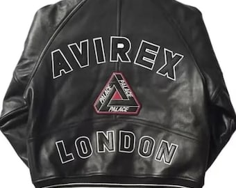 Handmade New Avirex Palace London Black Varsity Cowhide