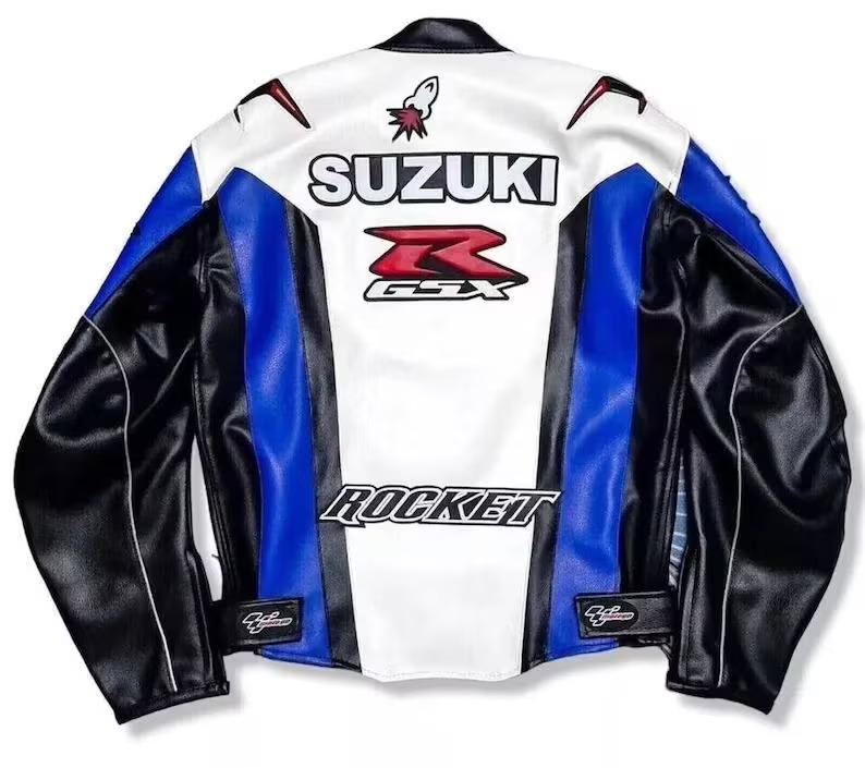 ハンドメイドGSX-Rレーシングレザージャケット：ヨシムラ バイカー