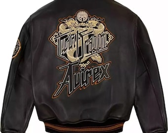 Men Avirex Genuine Bomber Leather Jacket Classic American Flight Leather Jacket Men&#39;s Bomber Jacket, Original Leather  Gift For Him