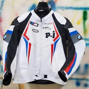 Blouson moto en cuir Bmw Motorrad Racing - Cuir de vachette et protections de niveau 2 certifiées CE