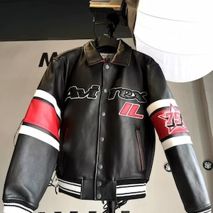 Blouson iconique édition AVIREX USA, blouson aviateur militaire, blouson aviateur pour homme, veste en cuir originale pour lui, cadeau pour lui