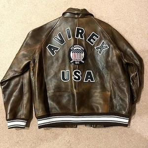 Blouson iconique édition AVIREX USA, blouson aviateur militaire, blouson aviateur pour homme, veste en cuir originale pour lui, cadeau pour lui