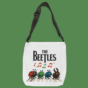 Fun Beetle-Themed Adjustable Tote Bag - Cute Insect Design, Eco-Friendly Gift, Music Lovers, Grocery Shopping, School Bag, Bug Lover&#39;s