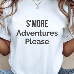 S’more Adventures Shirt, Cute Camping Gift, Marshmallow Adventure Tee, Retro Cabin Style, Gift For Campers, Funny Camping Tshirt, Camper Tee