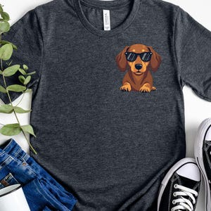 Dachshund Dog Shirt, Cool Dog Lover Gift, Minimal Retro Style, Sunglass Dog Cartoon, Birthday Present For Pet Owners, Dog Shirt Mom, Pet Tee