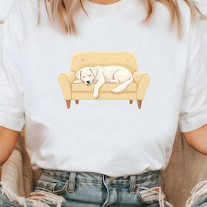 Lazy Dog Shirt, Funny Pet Lover Gift, Minimal Cartoon Style, Sleeping Dog Sketch, Cozy Pet Owner Present, Pet Lover Gifts, Cute Dog Tshirt