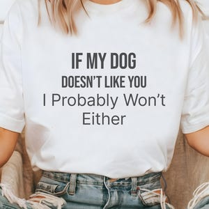 Funny Dog Shirt, Pet Owner Humor Gift, Serious Dog Cartoon, Minimal Retro Design, Dog Mom Birthday Present, Funny Dog Lover Tee, Dog Shirts