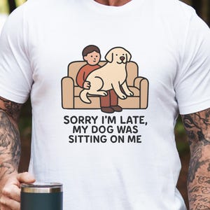 Dog Sitting Shirt, Funny Pet Owner Gift, Minimal Couch Cartoon, Warm Retro Style, Birthday Gift For Dog Lovers, Animal Lover Gift, Dog Tee