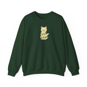 Christmas Cat Sweatshirt, Cat Lover Gift, Holiday Sweatshirt, Cozy Winter Shirt, Cute Cat Jumper, Christmas Lights Sweater