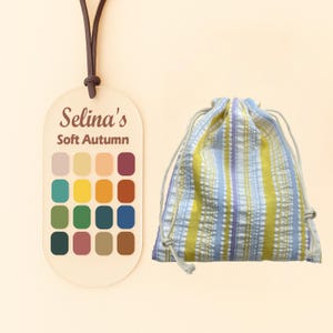 Carte personnelle d'analyse des couleurs - Échantillon saisonnier en acrylique pour le printemps, l'été, l'automne et l'hiver - Palette personnalisée avec pochette - Cadeau pour elle