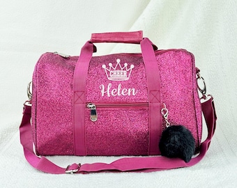 Personalised Kids Cheerleading Bag, Custom Travel Tote Bag for Girls, Sparkle Dance & Sports Bag, Gift for Children  BE