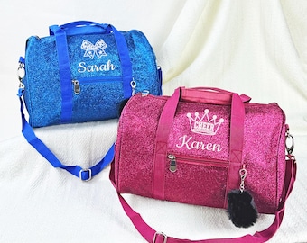 Personalized Sparkle Sports Bag, Custom Name Kids Travel Duffel Bag, Team Gym Bag for School Sports,  Overnight Bag, Back to School Gift  BE