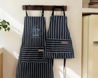 Personalized Embroidered Apron Set – Matching Family Aprons, Custom Name Embroidery, Poly-Cotton Kitchen Gift for Mom & Kids