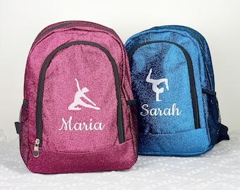 Personalized Glitter Gymnastics Backpack, School Sports Backpack, Yoga Bag, Training Gear, Team Gift for Athletes  BH
