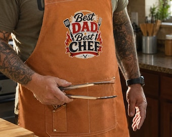Personalization Parent Child Canvas Aprons，Parent Kids Cooking Aprons，BBQ Camp Apron，Bonding Gift for Families