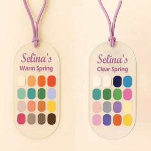 Carte personnalisée des couleurs saisonnières - Échantillon acrylique pour le printemps, l'été, l'automne et l'hiver - Guide des couleurs pratique avec pochette - Cadeau parfait pour elle