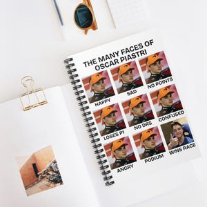 Oscar Piastri Notebook - Fun Gift for F1 Fans - McLaren Fans - Unique Journal for Thoughts and Ideas - Oscar Piastri Fan Gift Idea