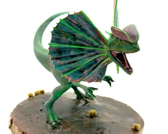 Dilophosaurus handmade diorama figure 5” base